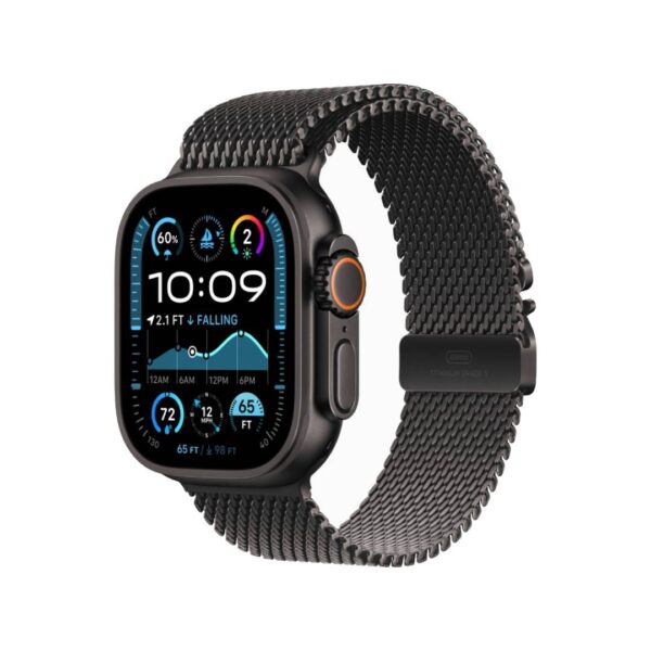 Apple watch ultra 2-black titanium milanese titanium milanese loop black-2