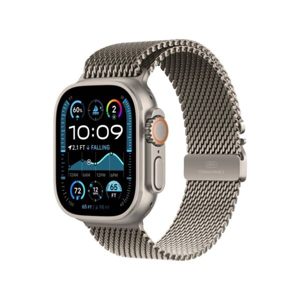 Apple watch ultra 2-natural titanium milanese titanium milanese loop natural