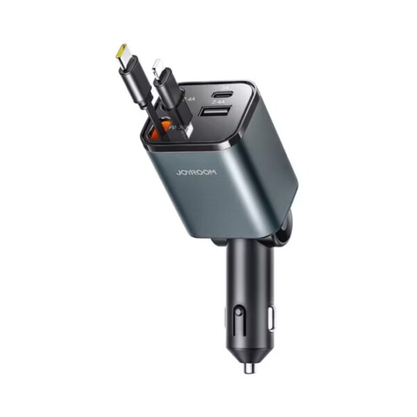 Joyroom ccl05 4 in 1 car charger with 50w fast charging retractable dual cables