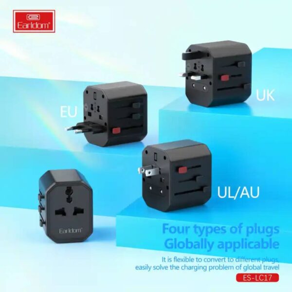Earldom 2500w USB+Type C 2.4A Travel Adapter-1