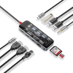Promate 11-in-1 transparent ultra-fast multiport usb-c hub (transhub-pro)