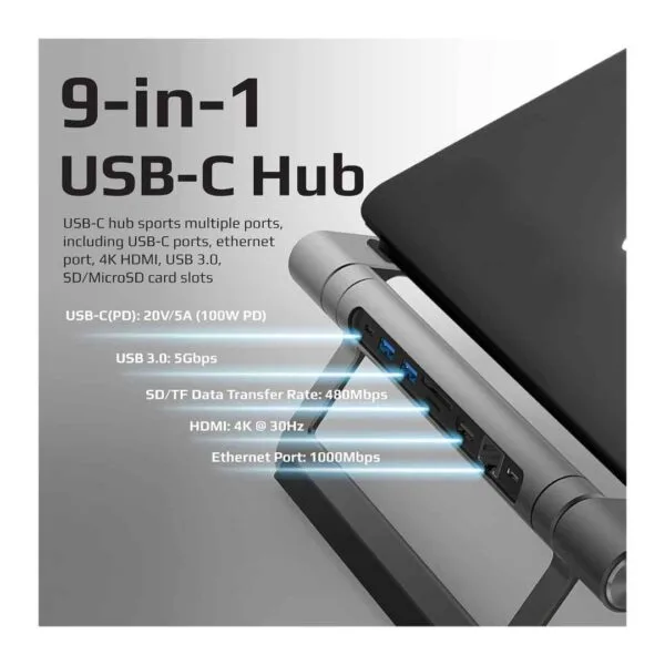 Promate PrimeBase-C 100W Multiport USB-C Hub with Kick-Stand-1