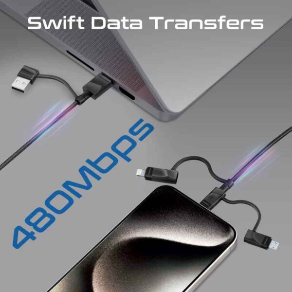 Promate 6-in-1 Hybrid Multi-Connector cable for Charging & Data Transfer-1