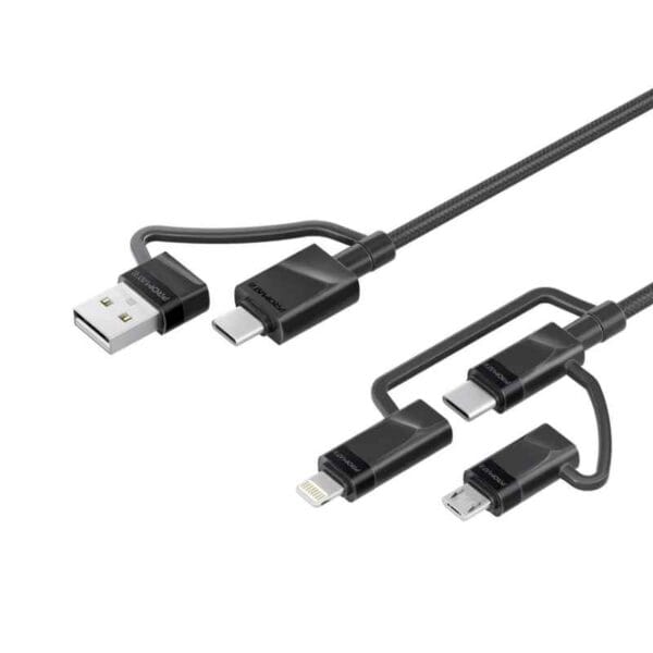 Promate 6-in-1 hybrid multi-connector cable for charging & data transfer