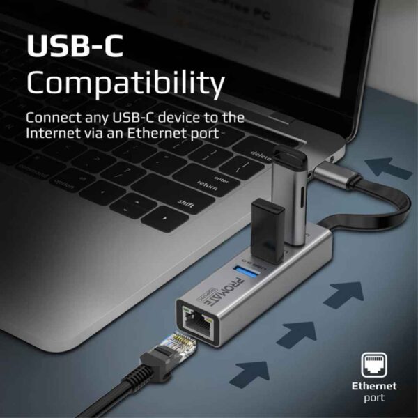Promate Multi-Port USB-C Hub with Ethernet Adapter (GigaHub-C)-2