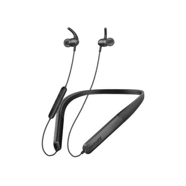 Promate sportfit™ high fidelity wireless enc neckband earphones with 200 hours playtime
