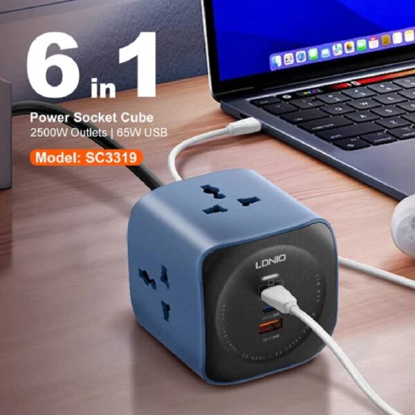 LDNIO SC3319 Universal Outlet 6 In 1 10A 2500W Power Socket Cube