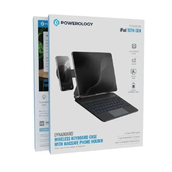 Ipad 10th gen Powerology dynaboard wireless keyboard case with magsafe phone holder
