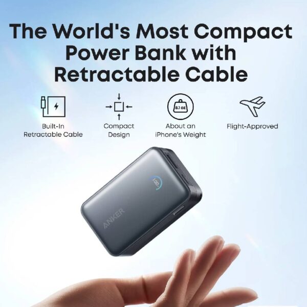 Anker Nano Power Bank (10K, 45W, Retractable Cable)