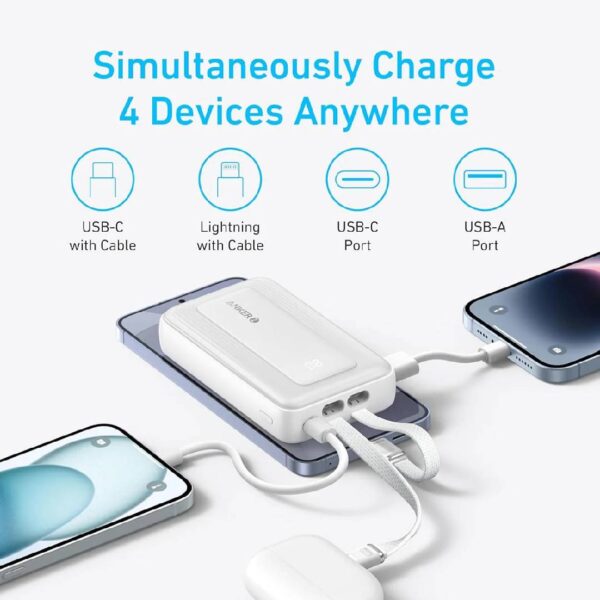 Anker Zolo Power Bank (10K, 30W, Built-In USB-C & Lightning) — A1680H11