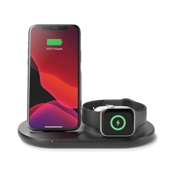 BELKIN BOOST CHARGE 3-IN-1 WIRELESS CHARGER FOR APPLE IPHONE, APPLE WATCH, AND AIRPODS, BLACK-2