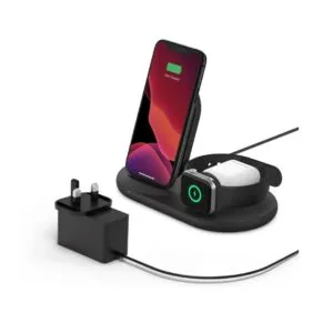 BELKIN BOOST CHARGE 3-IN-1 WIRELESS CHARGER FOR APPLE IPHONE, APPLE WATCH, AND AIRPODS, BLACK