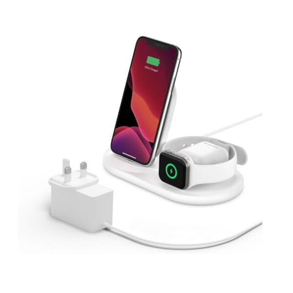 Belkin boost charge 3-in-1 wireless charger for apple iphone, apple watch, and airpods, black-white Belkin boost charge 3-in-1 wireless charger for apple iphone, apple watch, and airpods, black-white