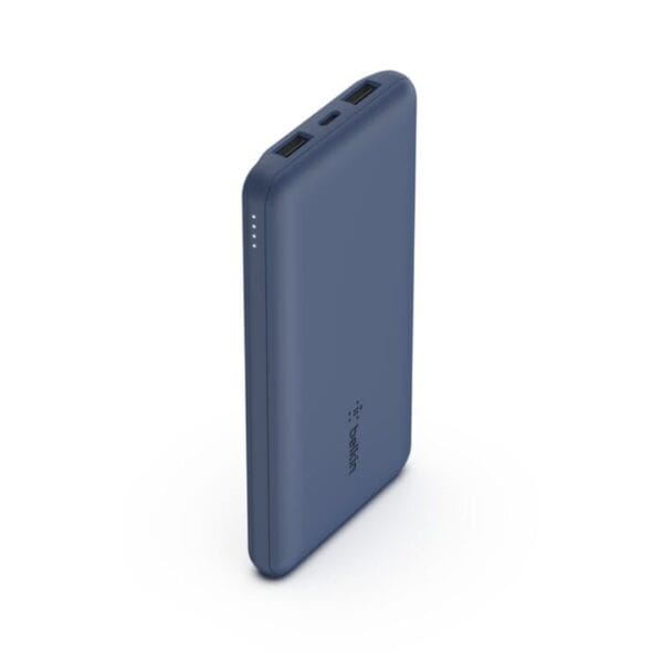 Belkin 10k power bank with usb-c 15w, dual usb-a, 15cm usb-a to c cable-blue Belkin 10k power bank with usb-c 15w, dual usb-a, 15cm usb-a to c cable-blue