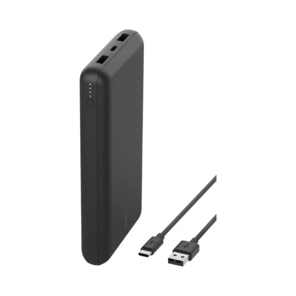 Belkin 20,000mah power bank usb-c 30w pd, 1 x 12w usb-a, 0. 6m usb-c cable- bpb002btbk