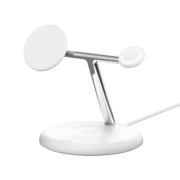 Belkin boostcharge pro 3-in-1 15w wireless charger with 15w magsafe for apple- wiz009mybk-white