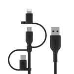 Belkin Universal Cable with micro-USB, USB-C, and Lightning connectors, 1m