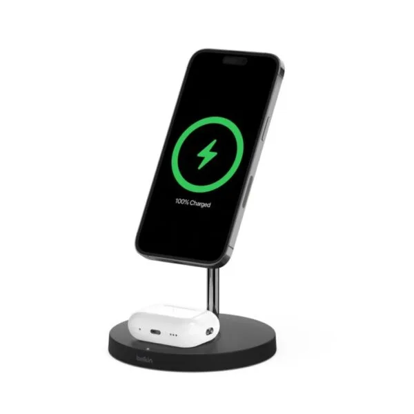 Belkin Wireless Charger stand with MagSafe & Boost Charge Pro 15W 2-in-1 – Black (UK plug)- WIZ010MYBK-1