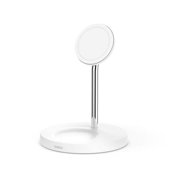 Belkin wireless charger stand with magsafe & boost charge pro 15w 2-in-1 – black (uk plug)- wiz010mybk-white