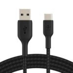 Braided USB-C to USB-A Cable (1m : 3.3ft, White)-black