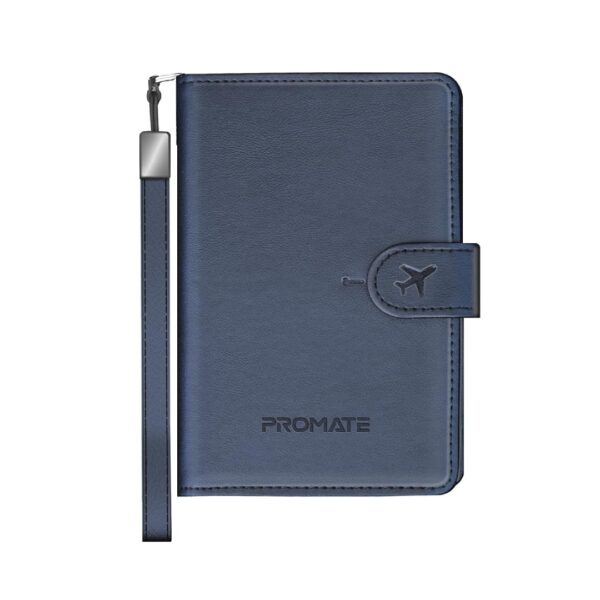 Promate passmate smart leather passport holder-blue Promate passmate smart leather passport holder-blue
