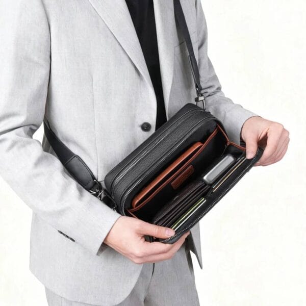 WIWU Master Genuine Leather Fingerprint Lock Crossbody Bag